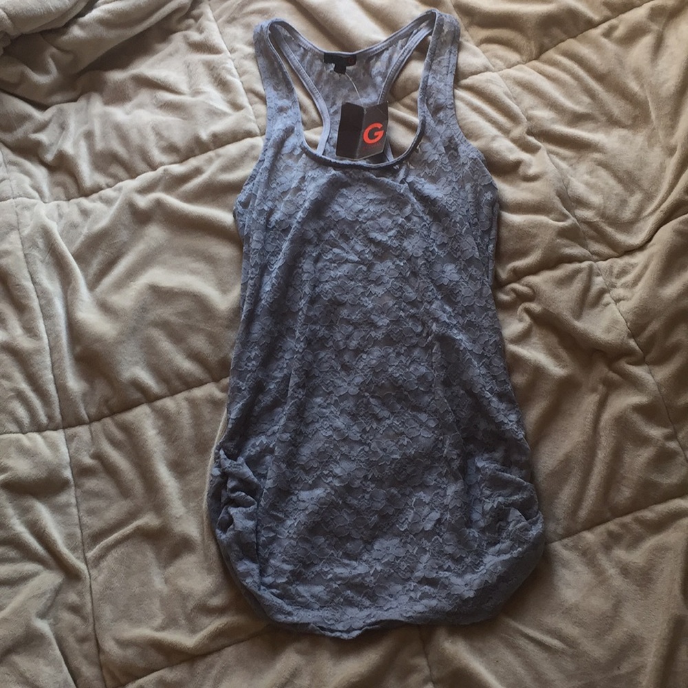 G by Guess new gray lace see through tank top